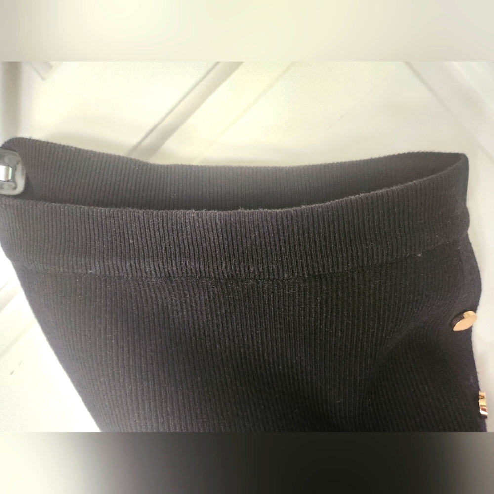 Slender black stretch skirt with gold buttons. Size small. NWOT - Picture 5 of 5